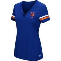Women's Majestic Royal New York Mets Plus Size Sparkling Fun Button V-Neck T-Shirt