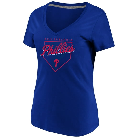 Women's Majestic Royal Philadelphia Phillies Cling to the Lead V-Neck T-Shirt