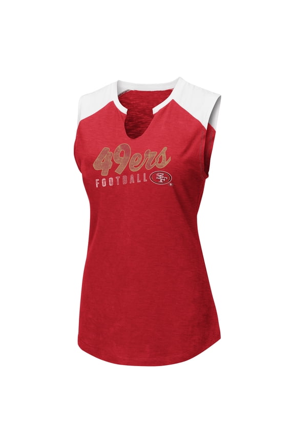 Women's Majestic Scarlet/White San Francisco 49ers V-Notch Muscle Tank Top