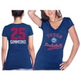 thumbnail image 1 of Women's Majestic Threads Ben Simmons Royal Philadelphia 76ers Name & Number Tri-Blend V-Neck T-Shirt, 1 of 3