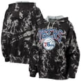 thumbnail image 1 of Women's Majestic Threads Black Philadelphia 76ers Burble Tie-Dye Tri-Blend Pullover Hoodie, 1 of 3