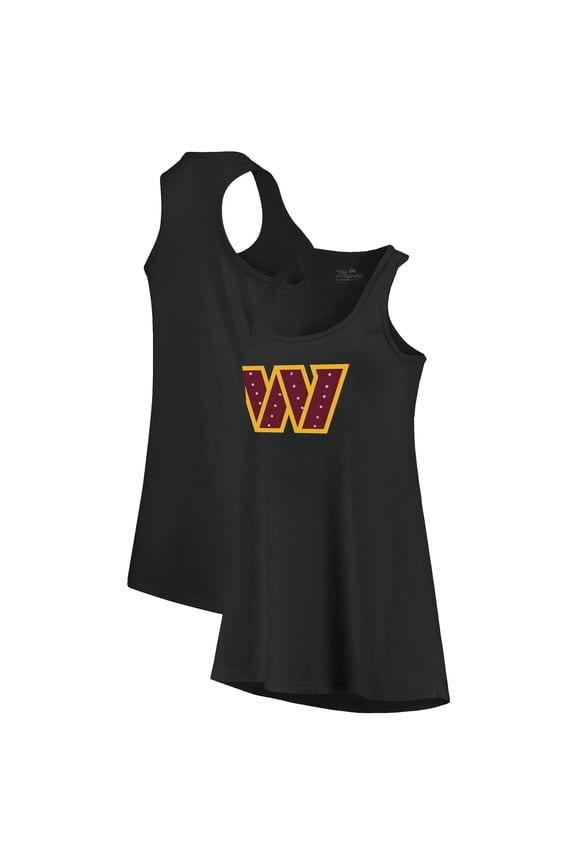 Women's Majestic Threads Black Washington Commanders Bling Scoop Neck Racerback Tank Top
