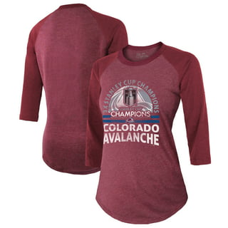 Women's Antigua Heather Gray/Navy Colorado Avalanche Victory Raglan Pullover Hoodie Size: Small