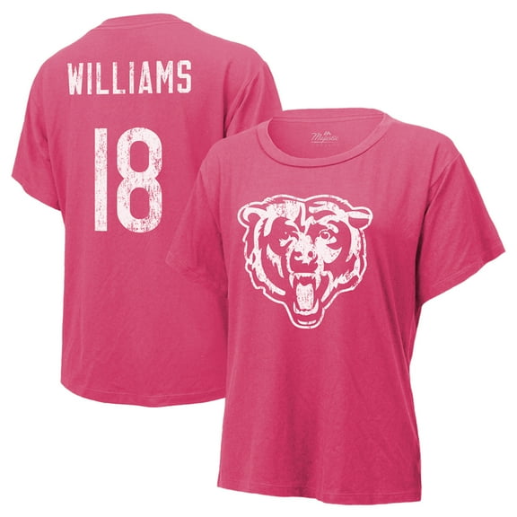 Women's Majestic Threads Caleb Williams Pink Chicago Bears Name & Number T-Shirt