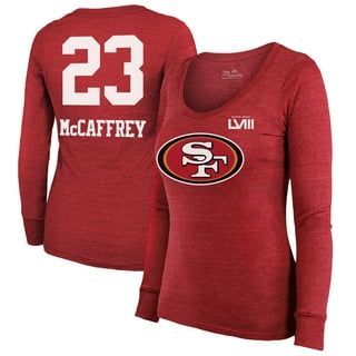 Men's Majestic Threads Scarlet San Francisco 49ers Super Bowl LVIII  Tri-Blend Long Sleeve T-Shirt