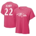 thumbnail image 1 of Women's Majestic Threads Derrick Henry Pink Baltimore Ravens Name & Number T-Shirt, 1 of 3