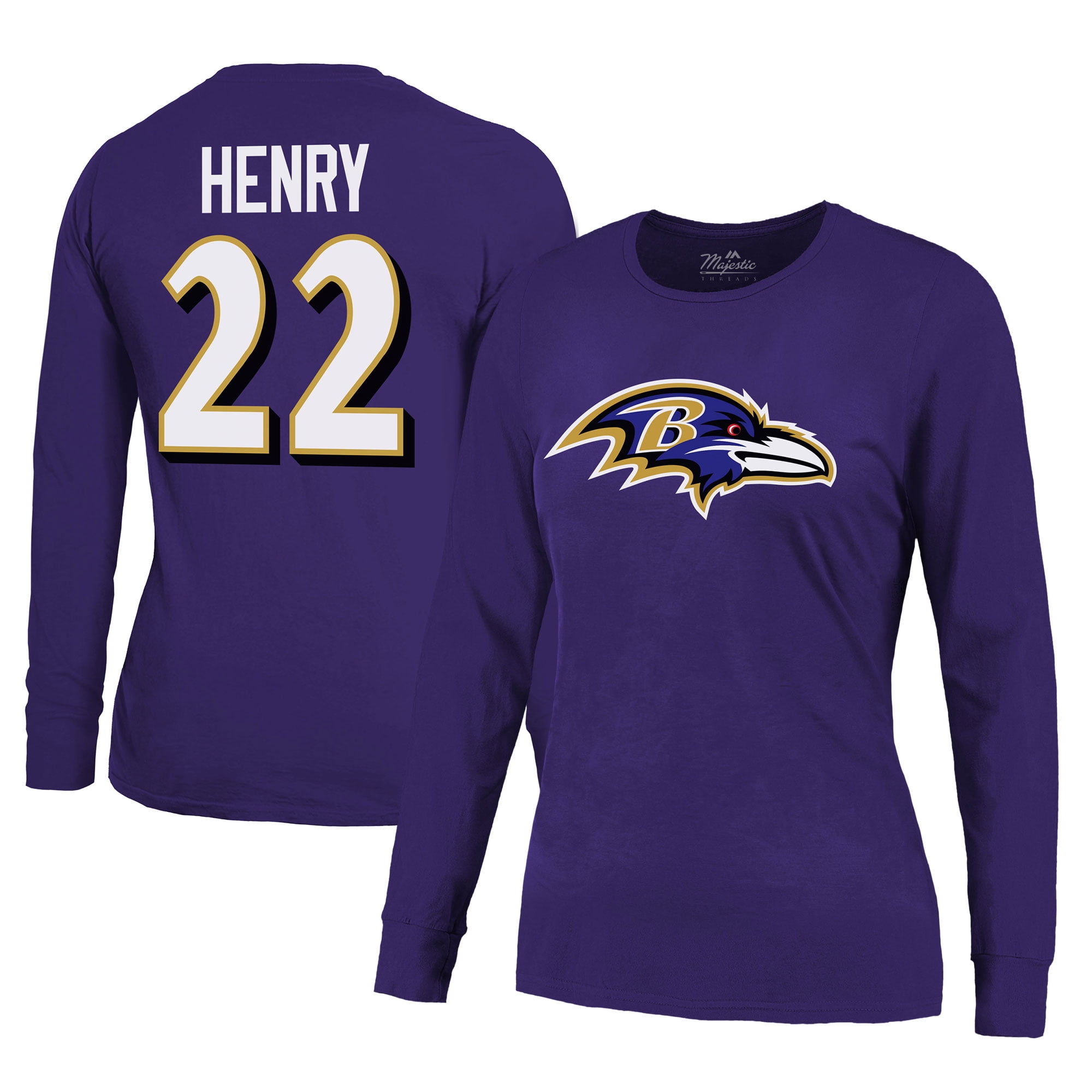 Women's Majestic Threads Derrick Henry Purple Baltimore Ravens Name ...