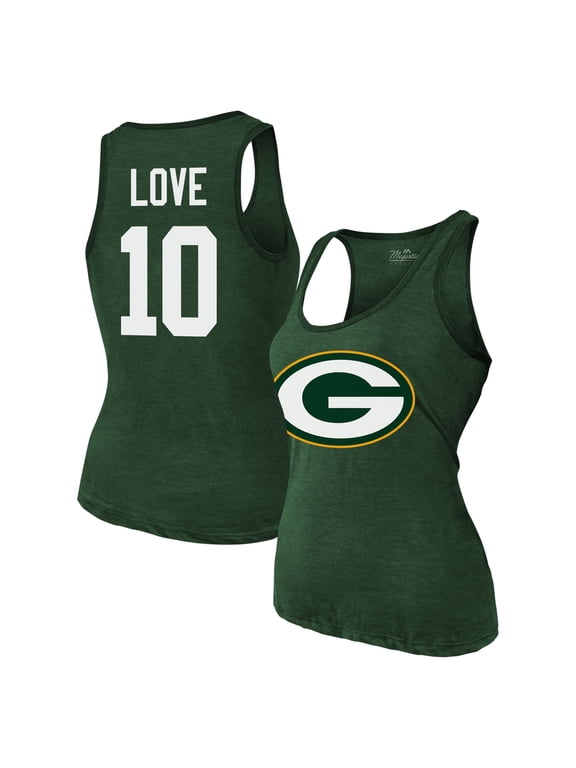 Women's Majestic Threads Jordan Love Green Green Bay Packers Name & Number Tri-Blend Tank Top