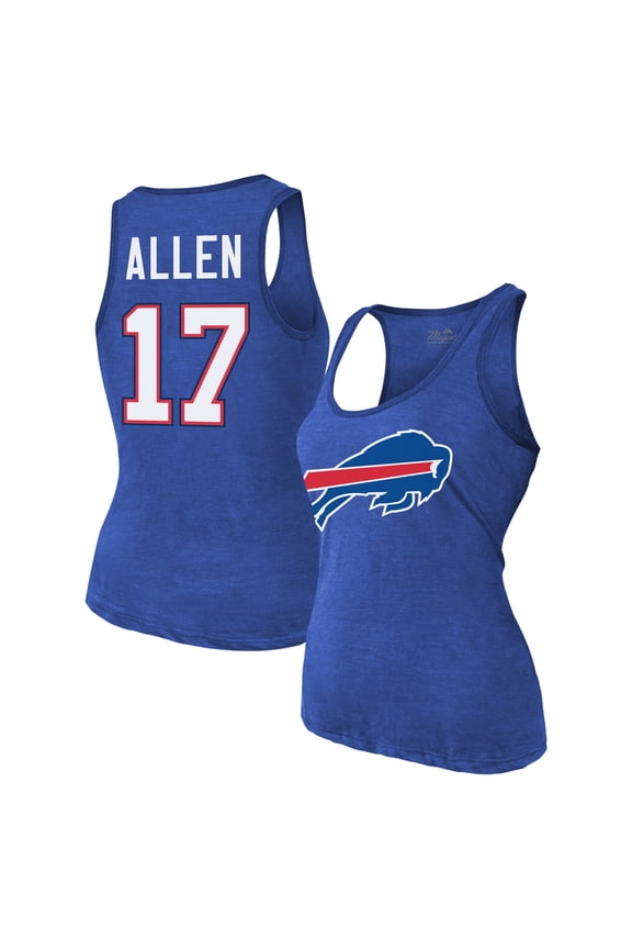 Women's Majestic Threads Josh Allen Royal Buffalo Bills Name & Number Tri-Blend Tank Top