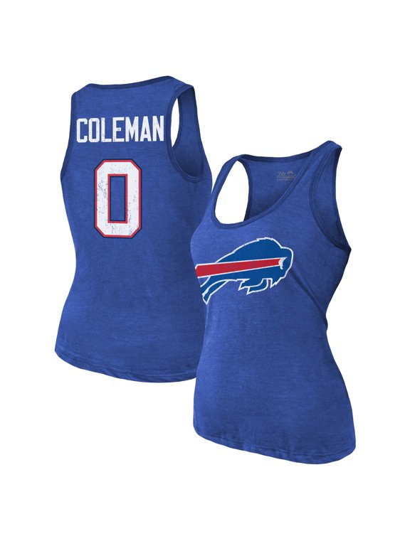 Women's Majestic Threads Keon Coleman Royal Buffalo Bills Name & Number Tri-Blend Scoop Neck Tank Top