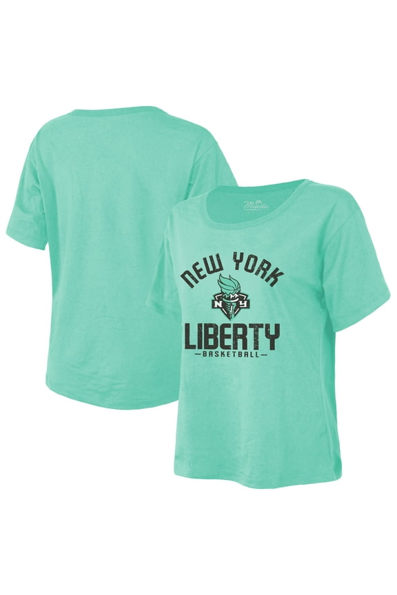 Women's Majestic Threads Mint New York Liberty The Edge Premium Boxy T-Shirt
