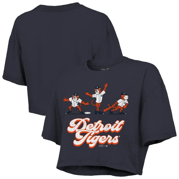 Women's Majestic Threads Navy Detroit Tigers Boxy Crop T-Shirt