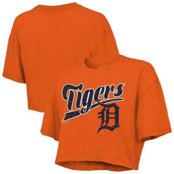 Women's Majestic Threads Orange Detroit Tigers Boxy Crop T-Shirt