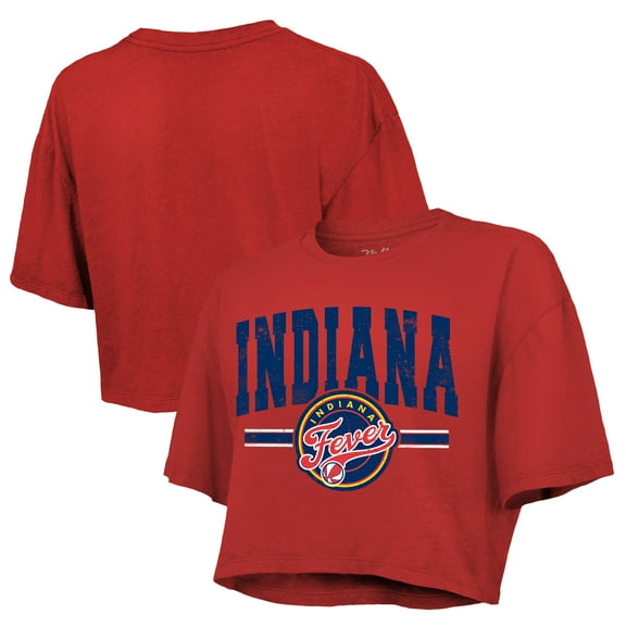 Women's Majestic Threads Red Indiana Fever Chalk Stripe Boxy Crop Top