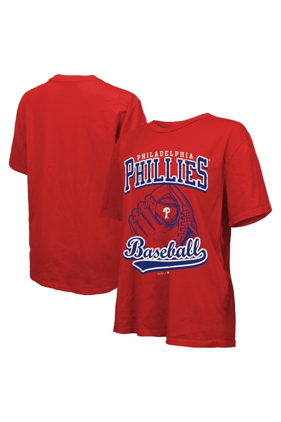 Women's Majestic Threads Red Philadelphia Phillies Oversized First Base T-Shirt