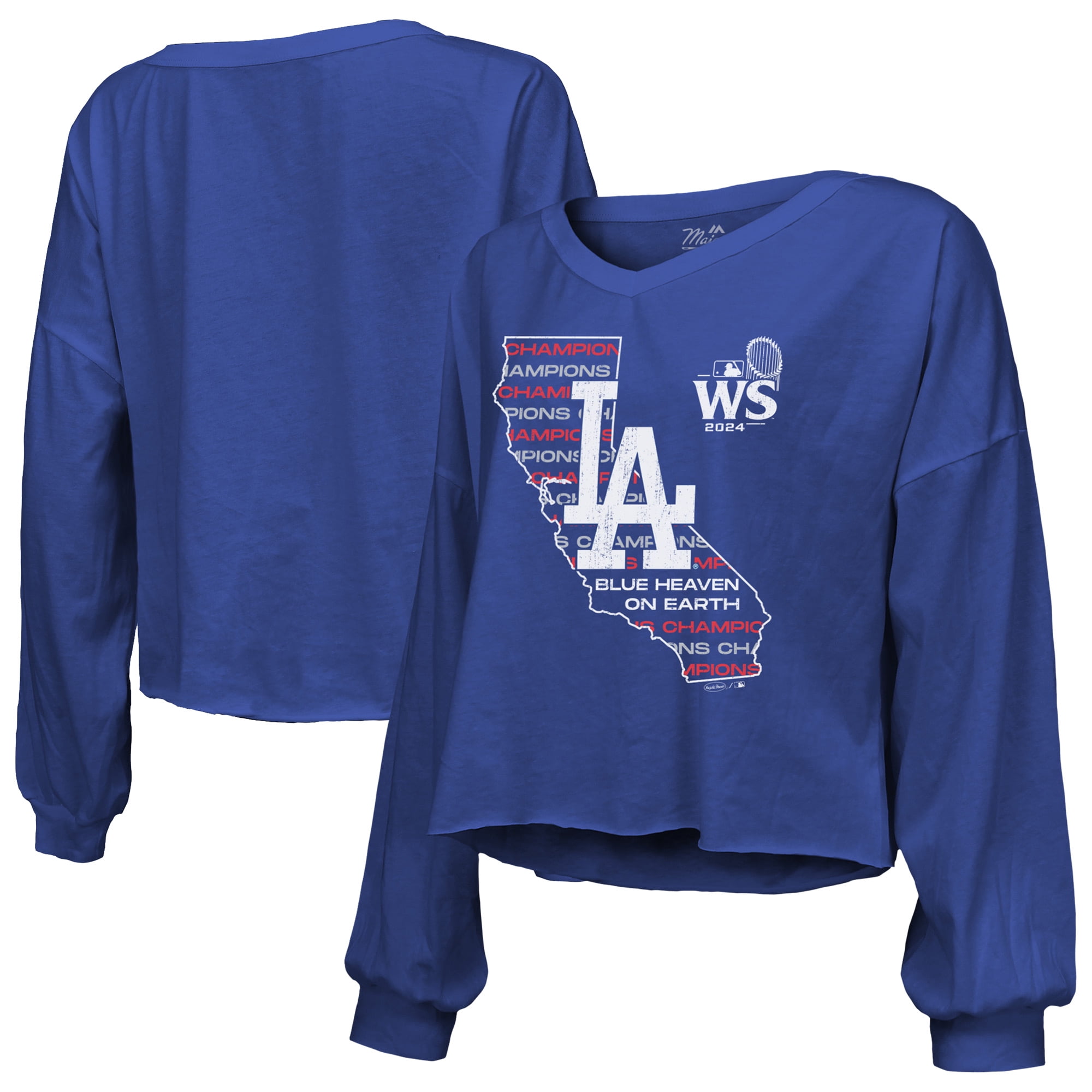 Women's Majestic Threads Royal Los Angeles Dodgers 2024 World Series