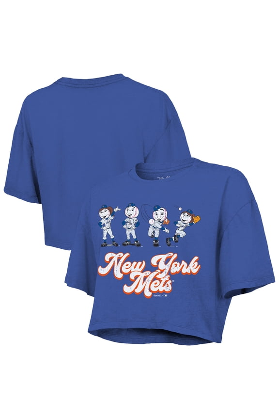 Women's Majestic Threads Royal New York Mets Boxy Crop T-Shirt