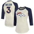 thumbnail image 1 of Women's Majestic Threads Russell Wilson Cream Denver Broncos Player Name & Number Tri-Blend Three-Quarter Sleeve T-Shirt, 1 of 3