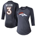 thumbnail image 1 of Women's Majestic Threads Russell Wilson Navy Denver Broncos Name & Number Raglan 3/4 Sleeve T-Shirt, 1 of 3