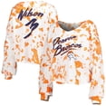 thumbnail image 1 of Women's Majestic Threads Russell Wilson White/Orange Denver Broncos Off-Shoulder Tie-Dye Name & Number Cropped Long, 1 of 3