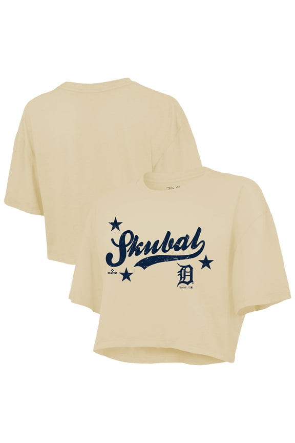 Women's Majestic Threads Tarik Skubal Cream Detroit Tigers Boxy Crop Top