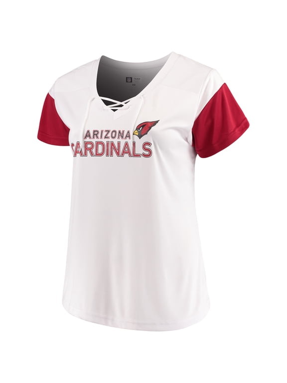 Women's Majestic White/Cardinal Arizona Cardinals Lace-Up V-Neck T-Shirt