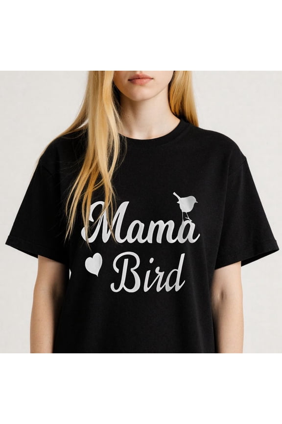 Women's Mama Bird Graphic Short Sleeve T-Shirt S-4XL Mother's Day Gift