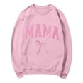 thumbnail image 1 of Women's Mama Graphic Crewneck Oversized Sweatshirt - Long Sleeve Fleece Bow Print Fall Winter Tops, 1 of 5