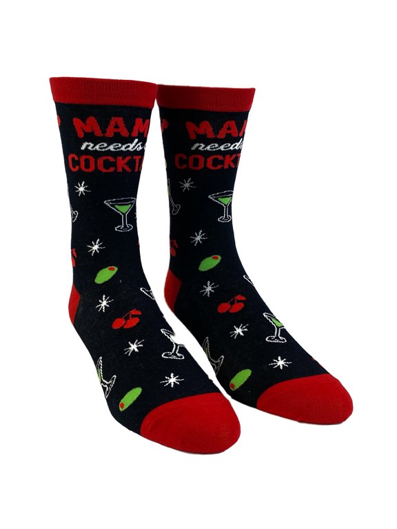 Women's Mama Needs A Cocktail Socks Funny Mothers Day Drinking Liquor Graphic Novelty Footwear