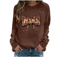 thumbnail image 1 of Women's Mama Printed Crewneck Sweatshirt Long Sleeve fashion Graphic Casual Pullover Tops for Daily Wear (2XL, Brown), 1 of 5