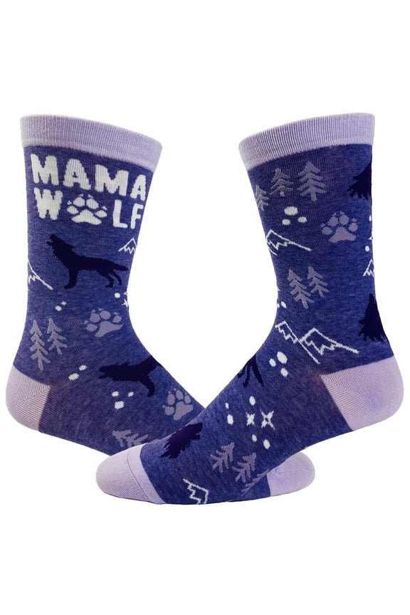 Women's Mama Wolf Socks Funny Camping Mother's Day Novelty Footwear