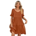 thumbnail image 1 of Women's Mandy V Neck Flounce Sleeve Tiered Dress Knee Length Elegant Chic Choice for Any Daytime Occasion 100% rayon, 1 of 18