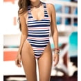thumbnail image 1 of Women's Mapale 6917 Nautical Stripe One Piece Swimsuit (Navy Stripes L), 1 of 2