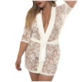 thumbnail image 1 of Women's Mapale 7115 Lace Robe & Matching G-String Set (Ivory 1/2X), 1 of 2