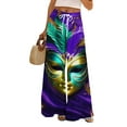 thumbnail image 1 of Women's Mardi Gras Pants Graphic Mask Print Carnival Parade Lounge Pants Drawstring Wide Leg Pants for Women with Pockets, 1 of 3