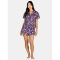 thumbnail image 1 of Women’s Mardi Gras Print Shorty Notch Collar Pajama Set from Way to Celebrate, 2-Piece, Sizes XS-3X, 1 of 4