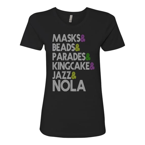 Women's Mardi Gras Traditions Ladies Fit Short Sleeve T-shirt-Black-small