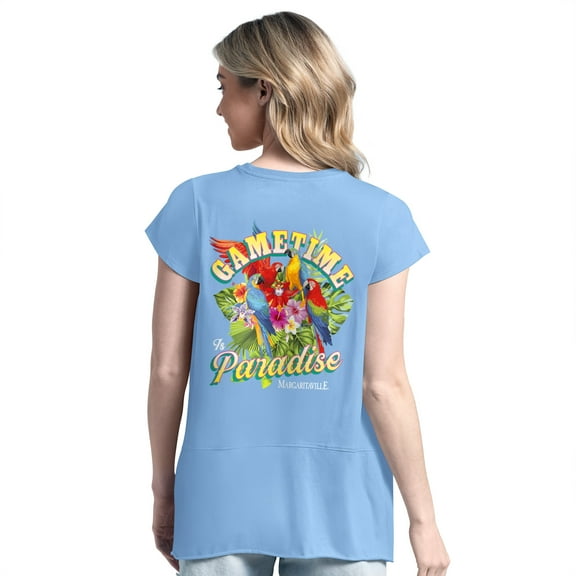 Women's Margaritaville Light Blue Atlanta Braves Gametime is Paradise T-Shirt
