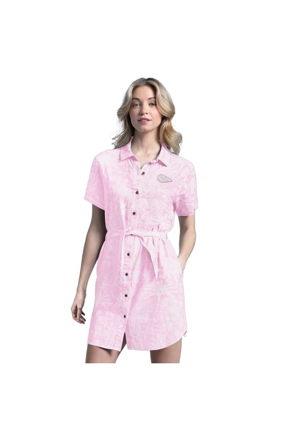 Women's Margaritaville  Pink Kansas City Chiefs Palm Linen Dress