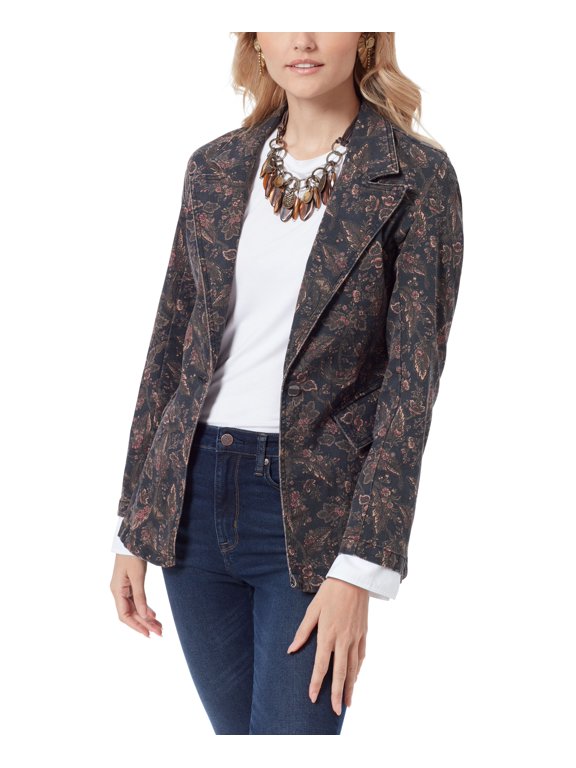 Women's Margot Printed Single-Breasted Blazer Charcoal S