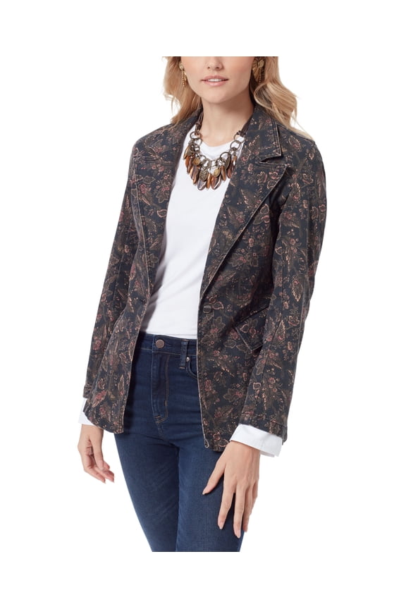 Women's Margot Printed Single-Breasted Blazer Charcoal S