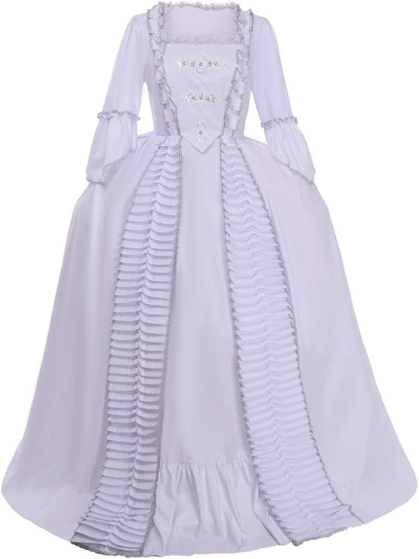 Splat Back Rococo Women's Marie Antoinette Dress Ball Gown Outfits 18th Century White ...