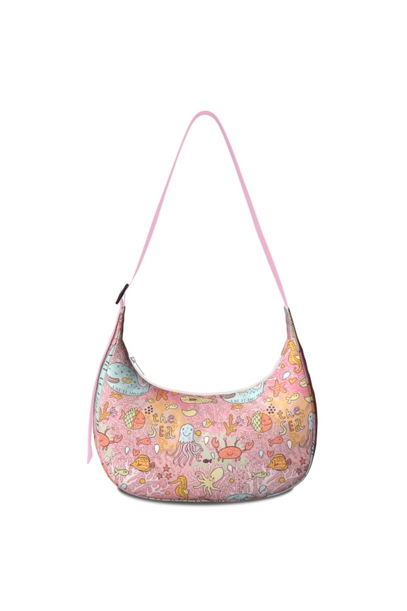 Women’s Marine Life Shoulder Bag – Water-Resistant Lightweight Crossbody Purse with Colorful Cartoon Crab and Ocean Theme, Tropical Nautical Print, Spacious Durable Travel Tote for Coastal Adventures