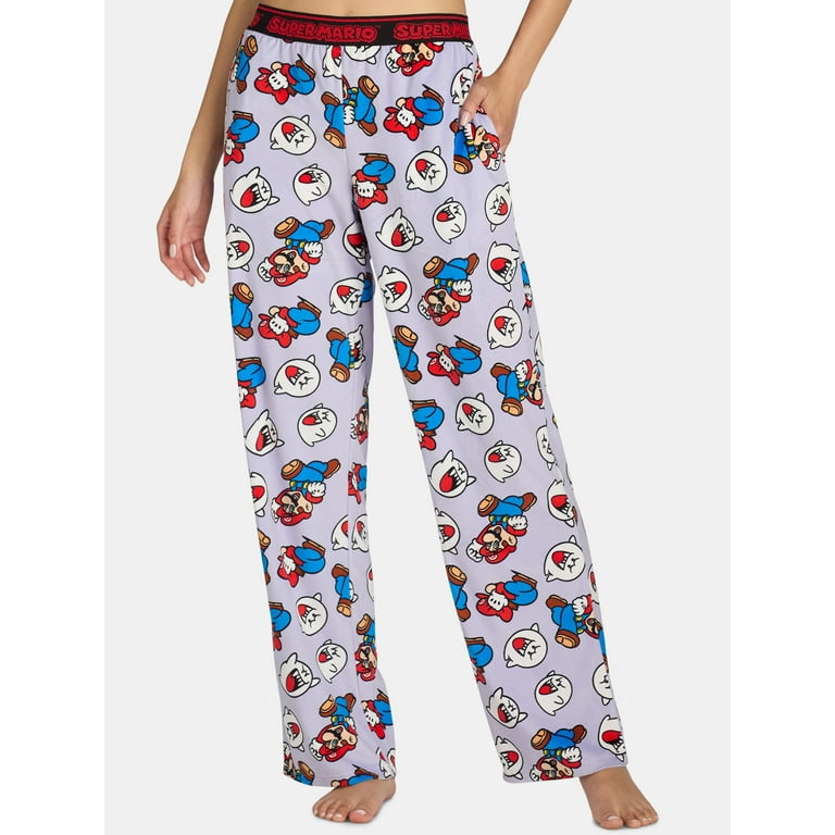 Super Mario Women s Print Velour Sleep Pants Sizes XS 3X