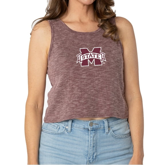 Women's Maroon Mississippi State Bulldogs Brie Sandwash Tri-Blend Cropped Tank Top