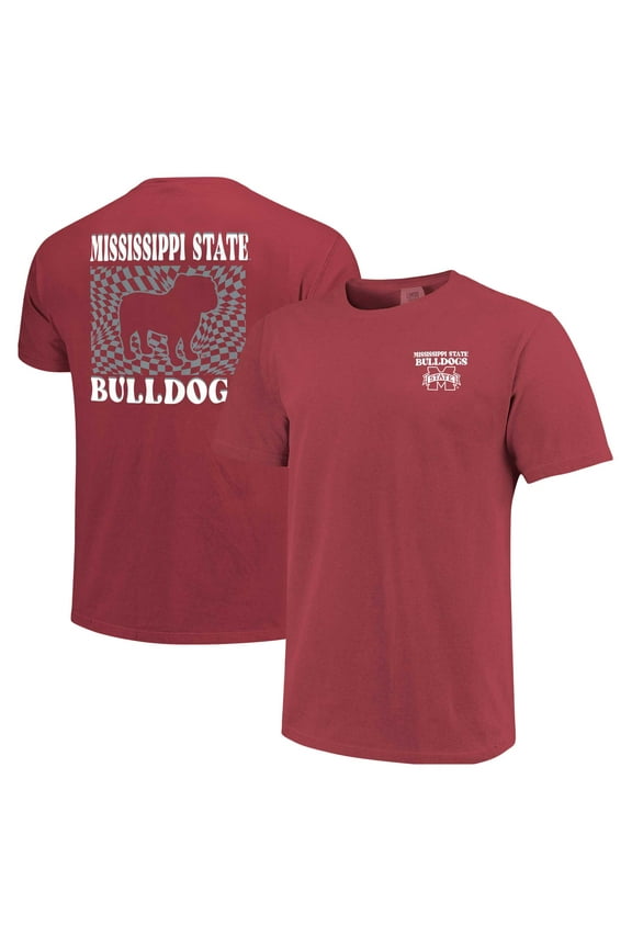 Women's Maroon Mississippi State Bulldogs Comfort Colors Checkered Mascot T-Shirt
