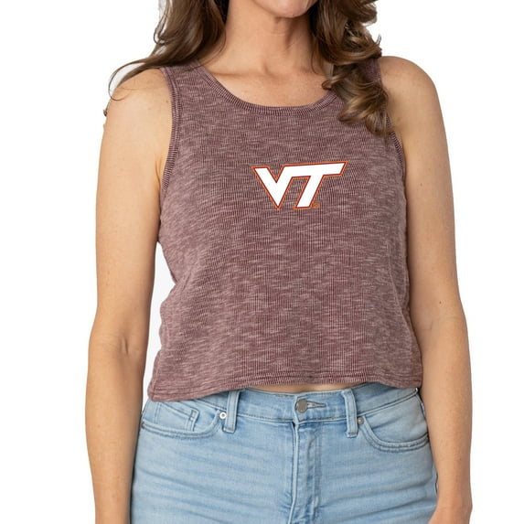 Women's Maroon Virginia Tech Hokies Brie Sandwash Tri-Blend Cropped Tank Top