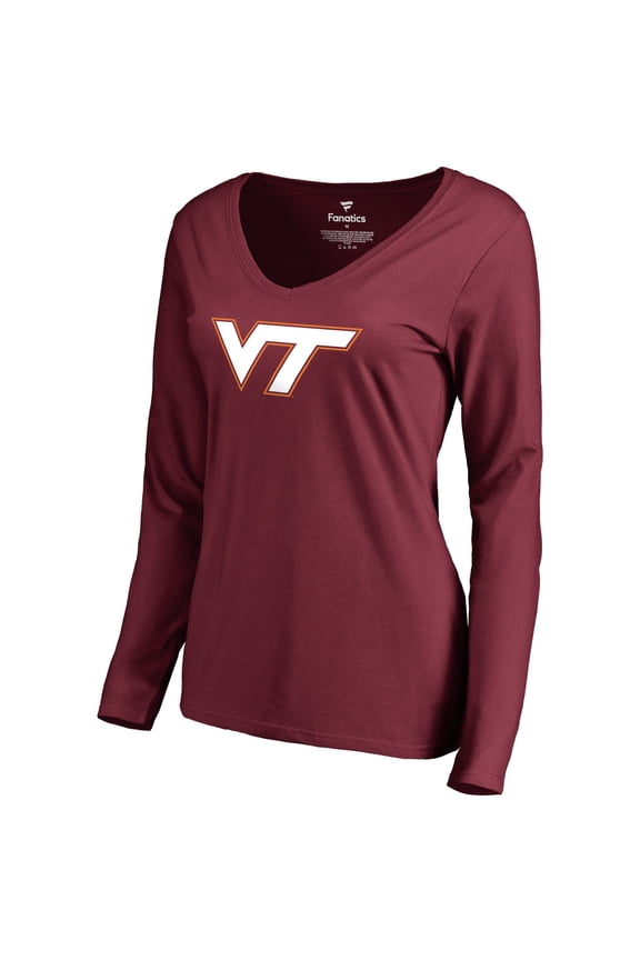 Women's Maroon Virginia Tech Hokies Primary Team Logo Long Sleeve T-Shirt