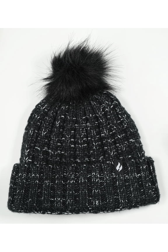 Women's Marseille Ribbed Roll Up Hat With Pom Pom