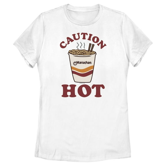 Women's Maruchan Caution Hot  Graphic Tee White Small